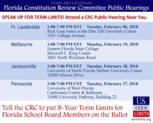 CRC Meetings to Term Limits Florida School Board