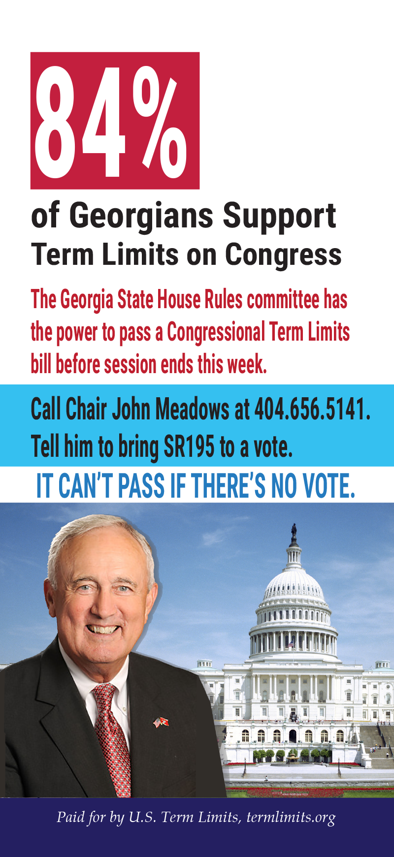 John Meadows Holds up congressional term limits vote