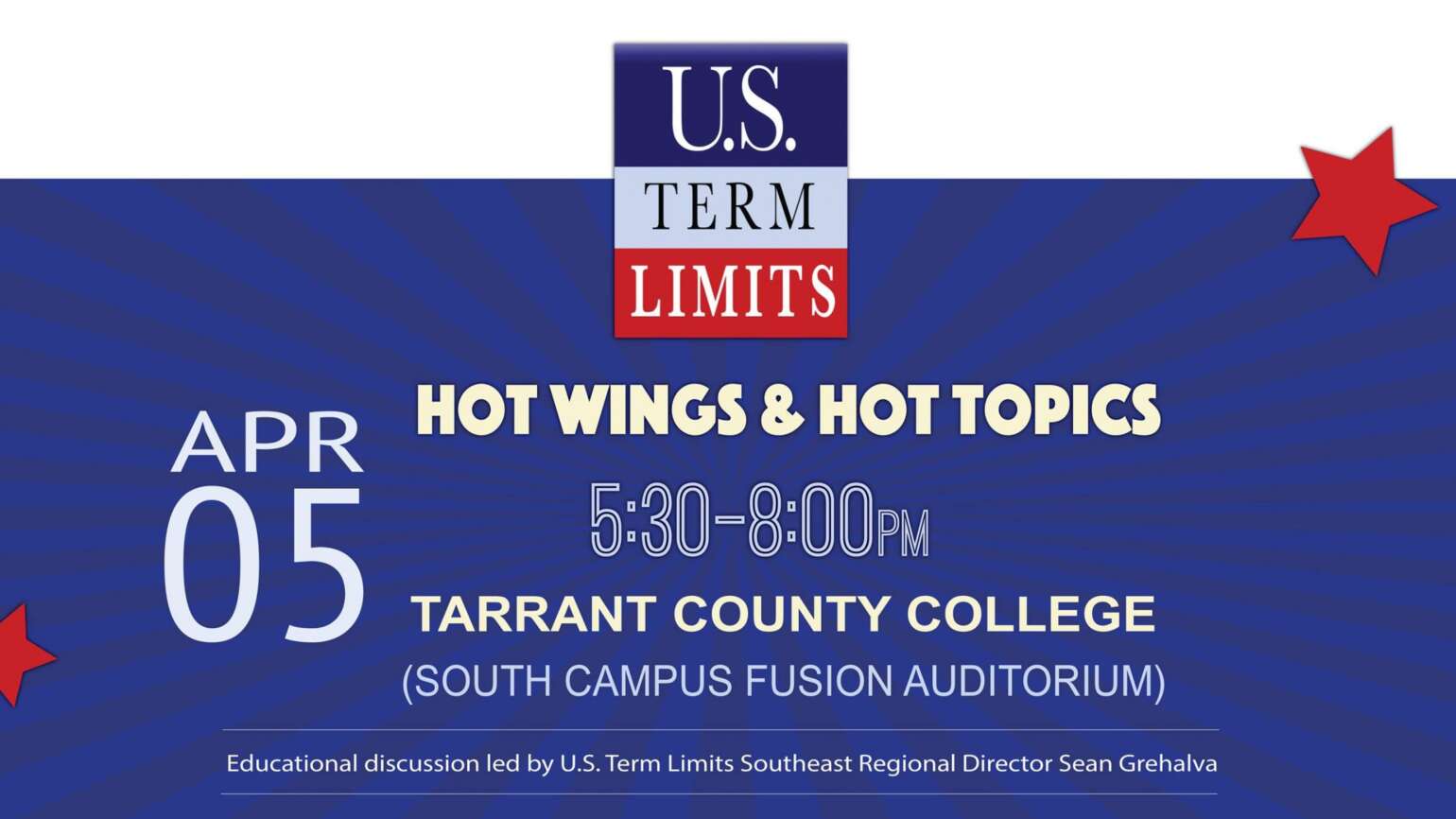 Term Limits Discussion at Texas Tarrant County College April 5 5:30pm