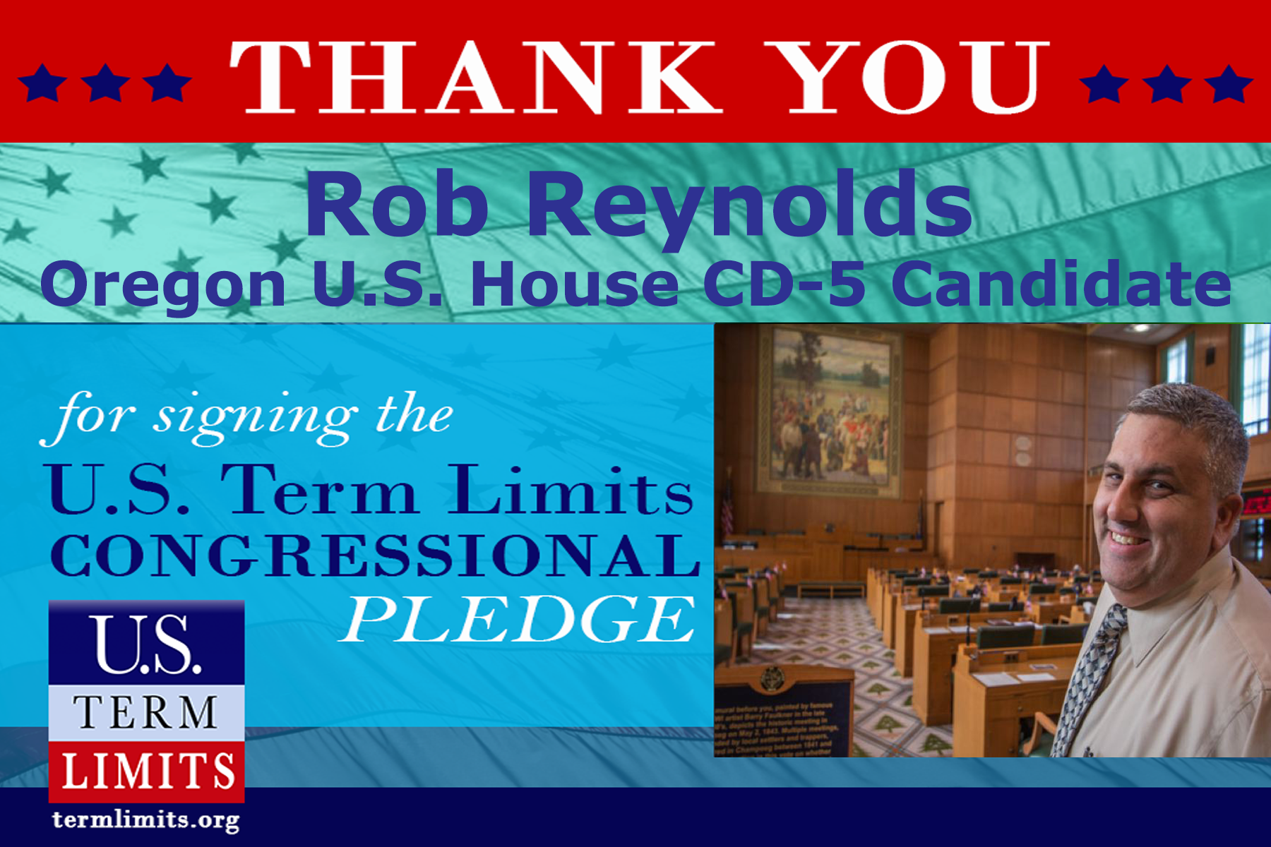 Reynolds of Oregon CD-5 signs term limits pledge