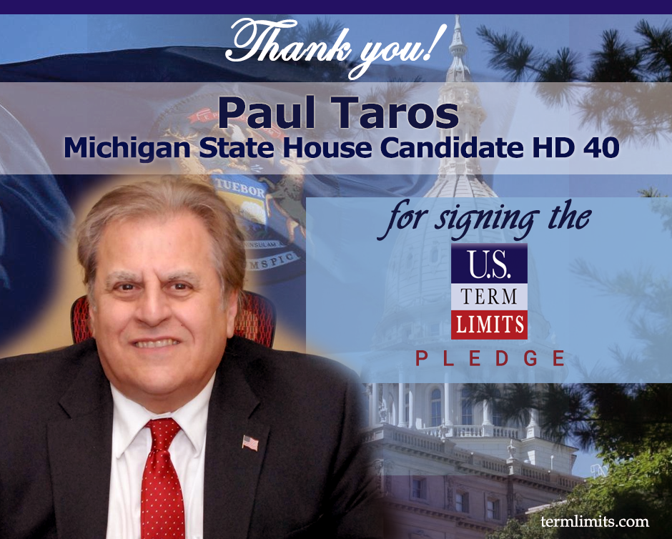 Paul Taros of Michigan signs term limits pledge