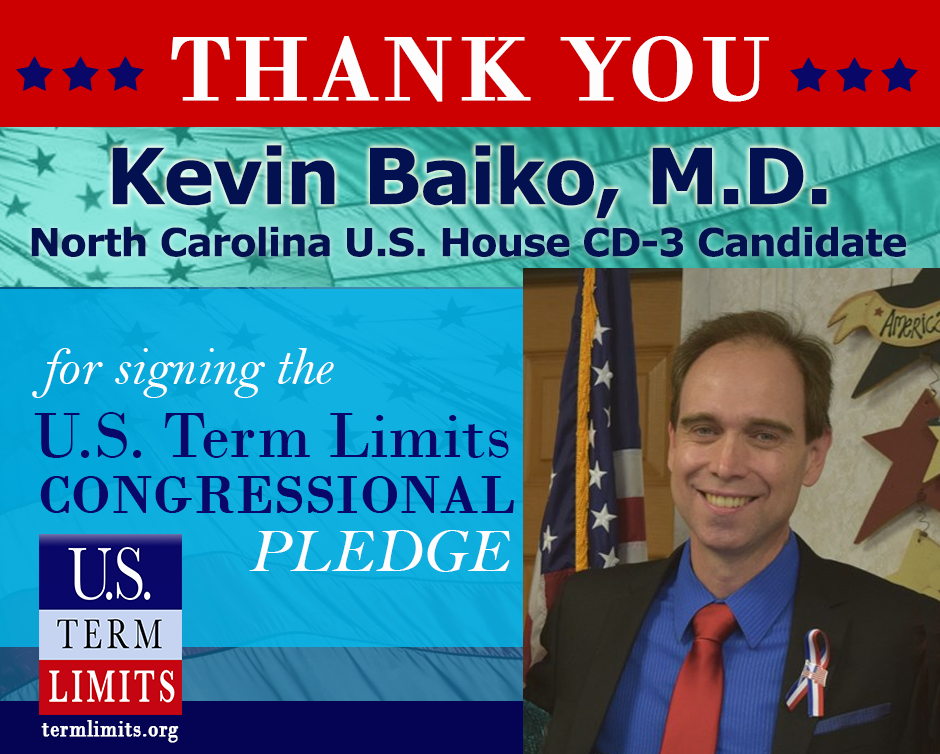 Dr. Kevin Baiko NC cd3 signs term limits pledge