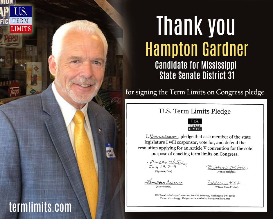 Hampton Gardner Pledges to support term limits on Congress
