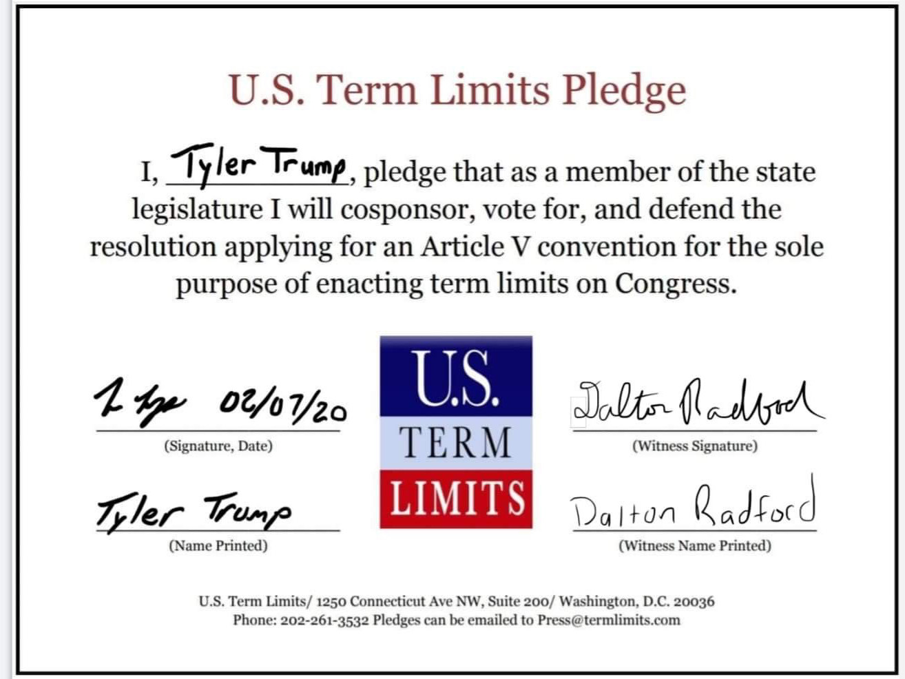 Tyler Trump Pledges To Support Congressional Term Limits Us Term Limits 9564