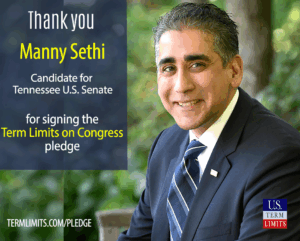 Manny Sethi signs term limits on Congress pledge