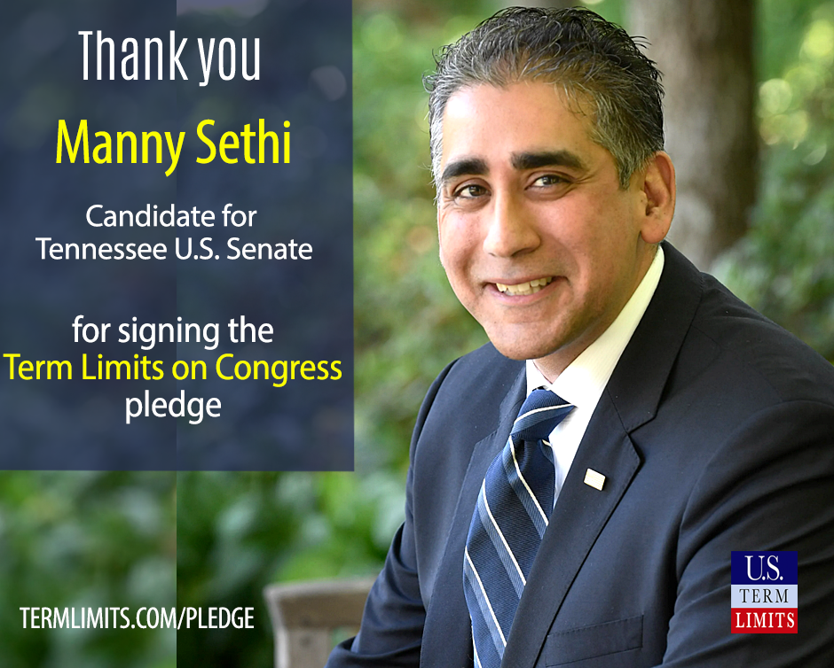 Manny Sethi signs term limits on Congress pledge