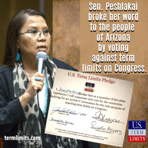 Sen.Peshlakai arizona broke her promise to support term limits on Congress