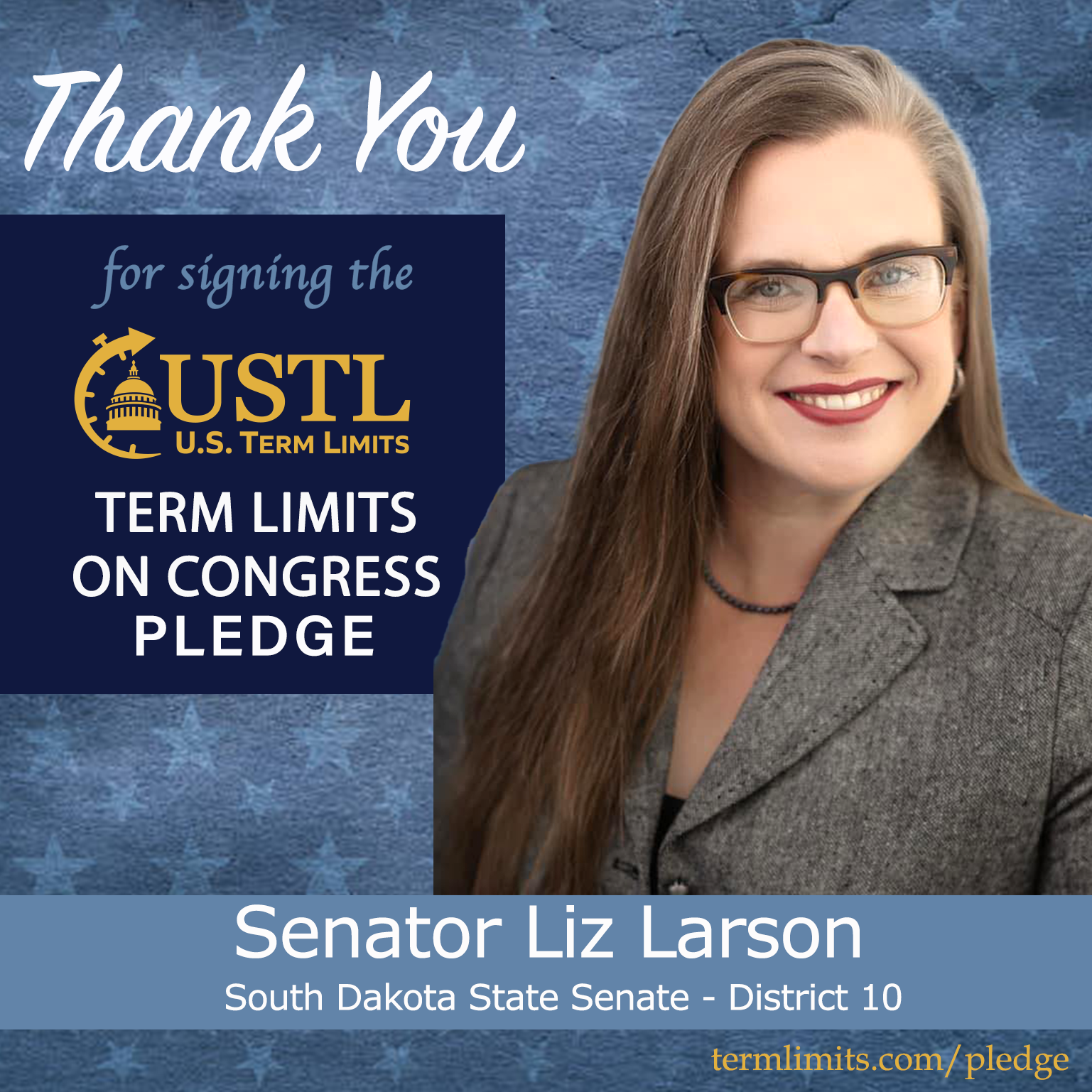 Senator Liz Larson of South dakota signs term limits pledge